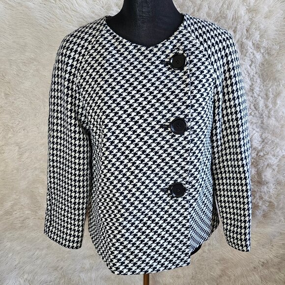 AK Anne Klein Women's Houndstooth Jacket Coat 3 side Buttons Size: 6 - Picture 1 of 9